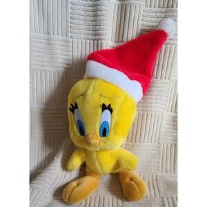 Vintage Tweety Bird with Santa hat loony tunes holiday Christmas Plush 9"